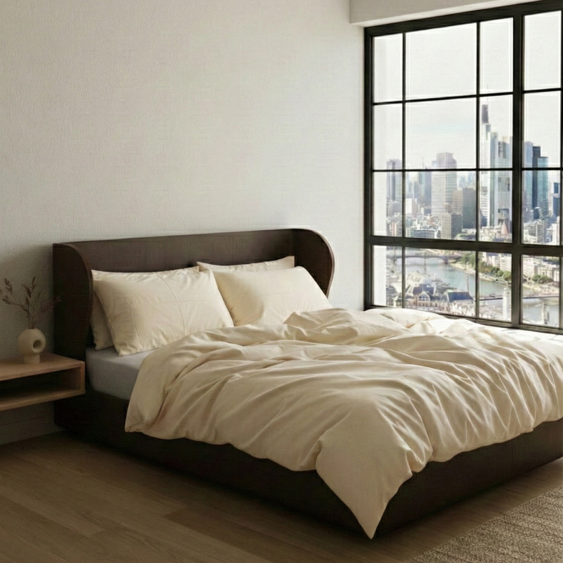 AURORA TENCEL™ Satin Bettwäsche aus 100% Lyocell – Harvest Dust – Scandi Schlafzimmer