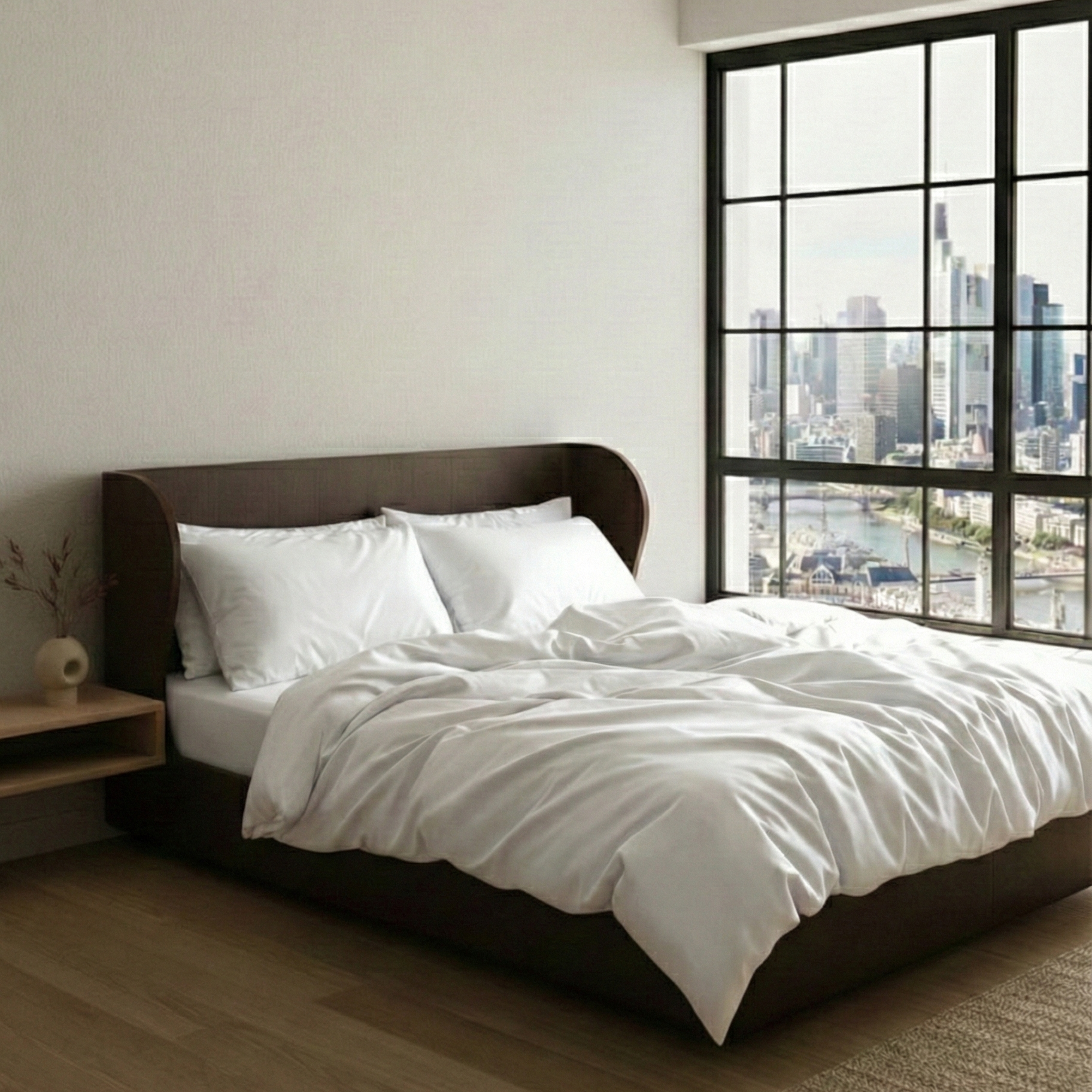 AURORA TENCEL™ Satin Bettwäsche aus 100% Lyocell – Quiet White – Scandi Schlafzimmer