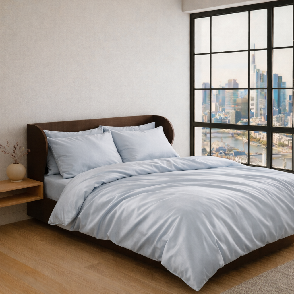 AURORA TENCEL™ Satin Bettwäsche aus 100% Lyocell – Frost Haze – Scandi Schlafzimmer