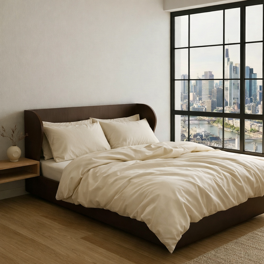 AURORA TENCEL™ Satin Bettwäsche aus 100% Lyocell – Harvest Dust – Scandi Schlafzimmer
